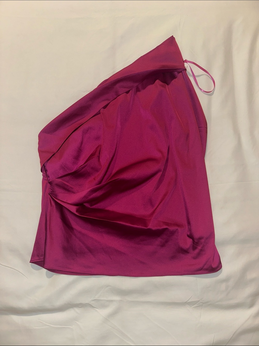 Women’s One-Shoulder Magenta Satin Top DO + BE